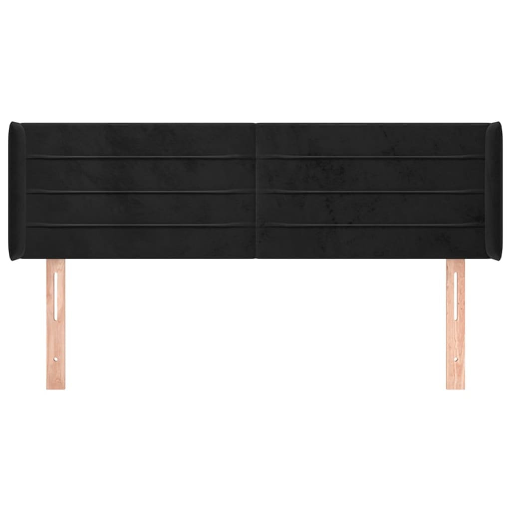 Testiera ad Orecchio Nera 147x16x78/88 cm in Velluto