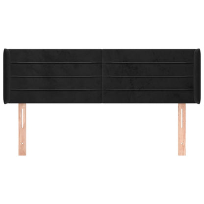 Testiera ad Orecchio Nera 147x16x78/88 cm in Velluto