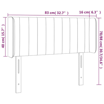 Testiera ad Orecchio Rosa 83x16x78/88 cm in Velluto