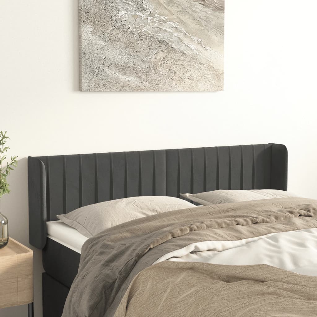 Testiera ad Orecchio Grigio Scuro 147x16x78/88 cm in Velluto | homemem39