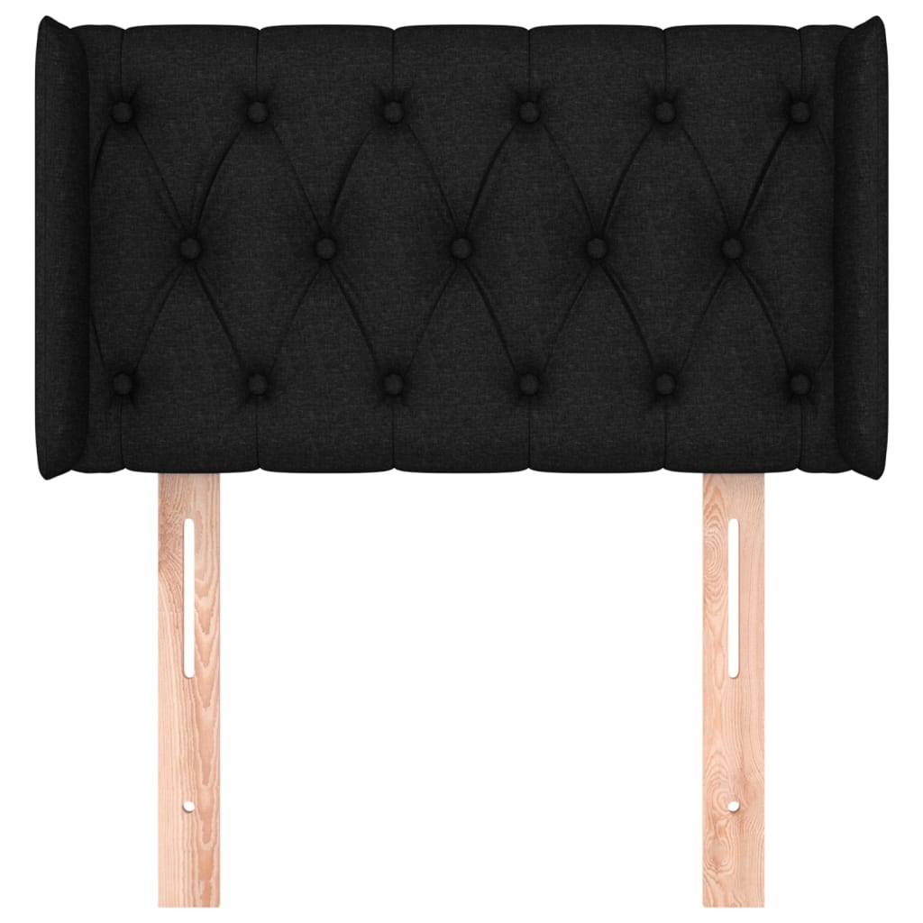 Testiera ad Orecchio Nera 83x16x78/88 cm in Tessuto | homemem39