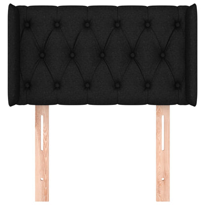 Testiera ad Orecchio Nera 83x16x78/88 cm in Tessuto | homemem39