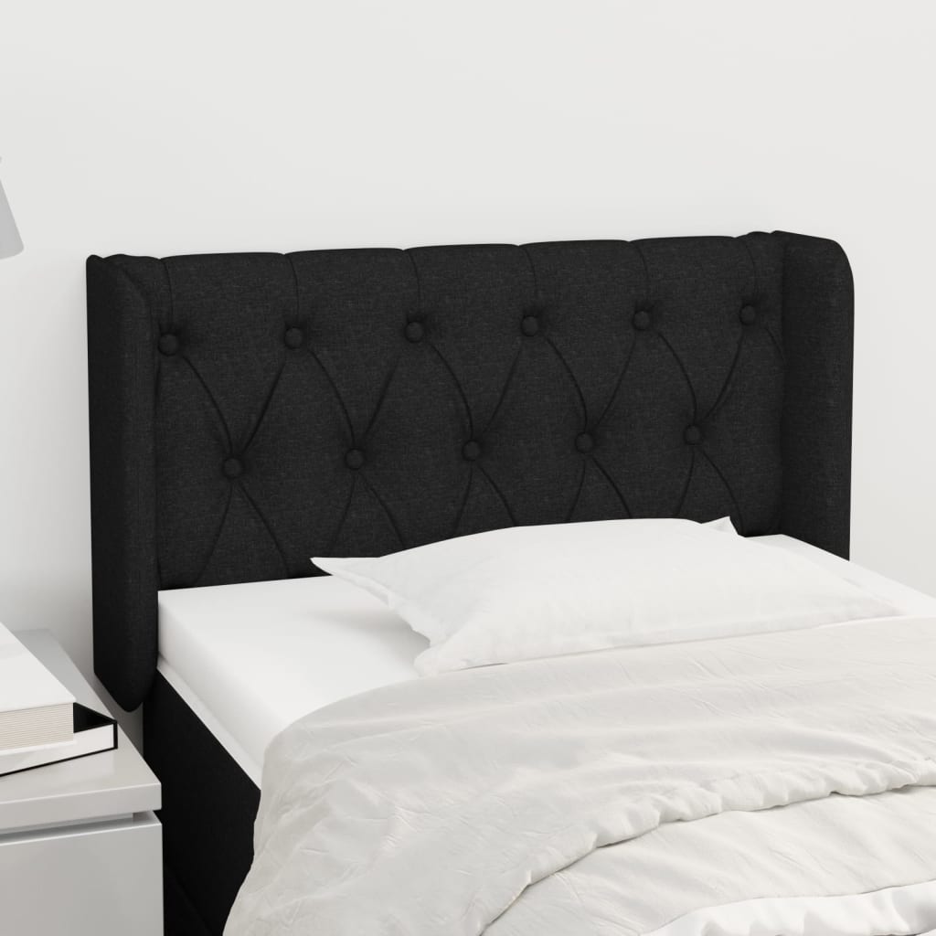 Testiera ad Orecchio Nera 83x16x78/88 cm in Tessuto | homemem39