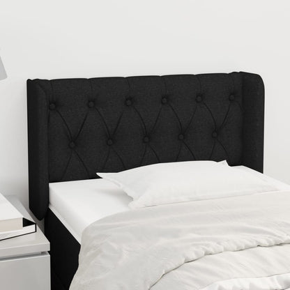 Testiera ad Orecchio Nera 83x16x78/88 cm in Tessuto | homemem39