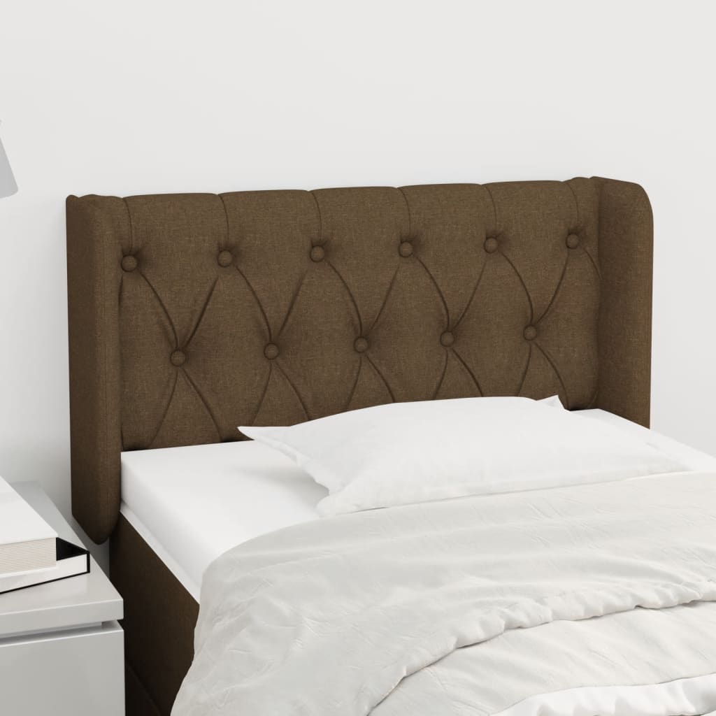 Testiera ad Orecchio Marrone Scuro 83x16x78/88 cm in Tessuto | homemem39
