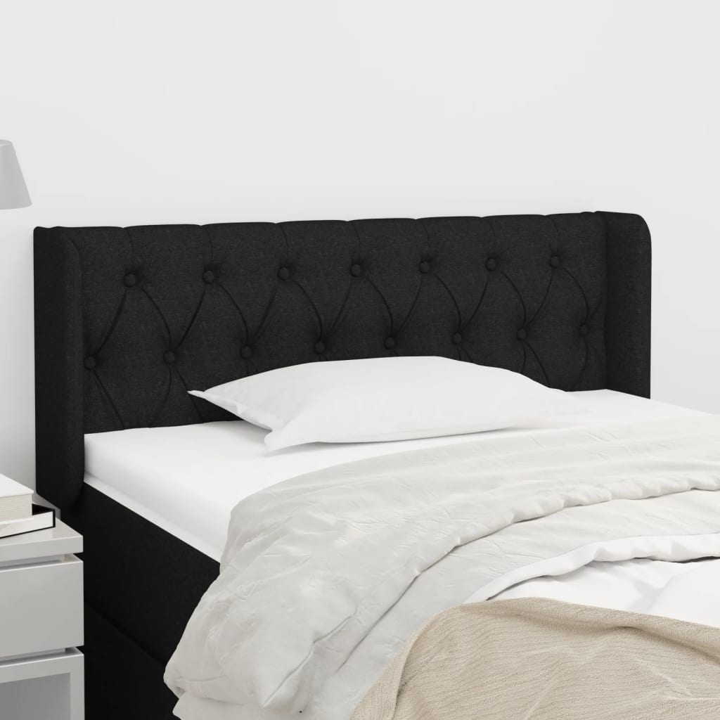 Testiera ad Orecchio Nera 93x16x78/88 cm in Tessuto | homemem39