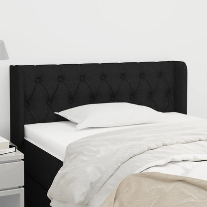 Testiera ad Orecchio Nera 93x16x78/88 cm in Tessuto | homemem39