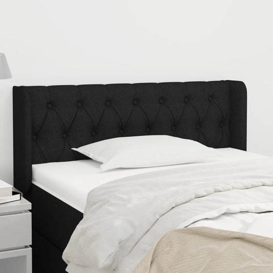 Testiera ad Orecchio Nera 93x16x78/88 cm in Tessuto | homemem39