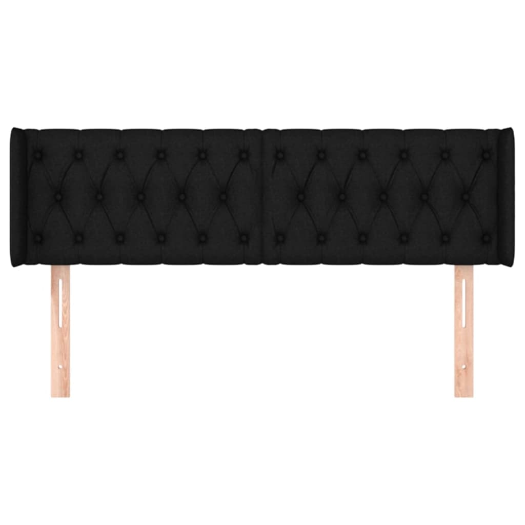 Testiera ad Orecchio Nera 163x16x78/88 cm in Tessuto | homemem39