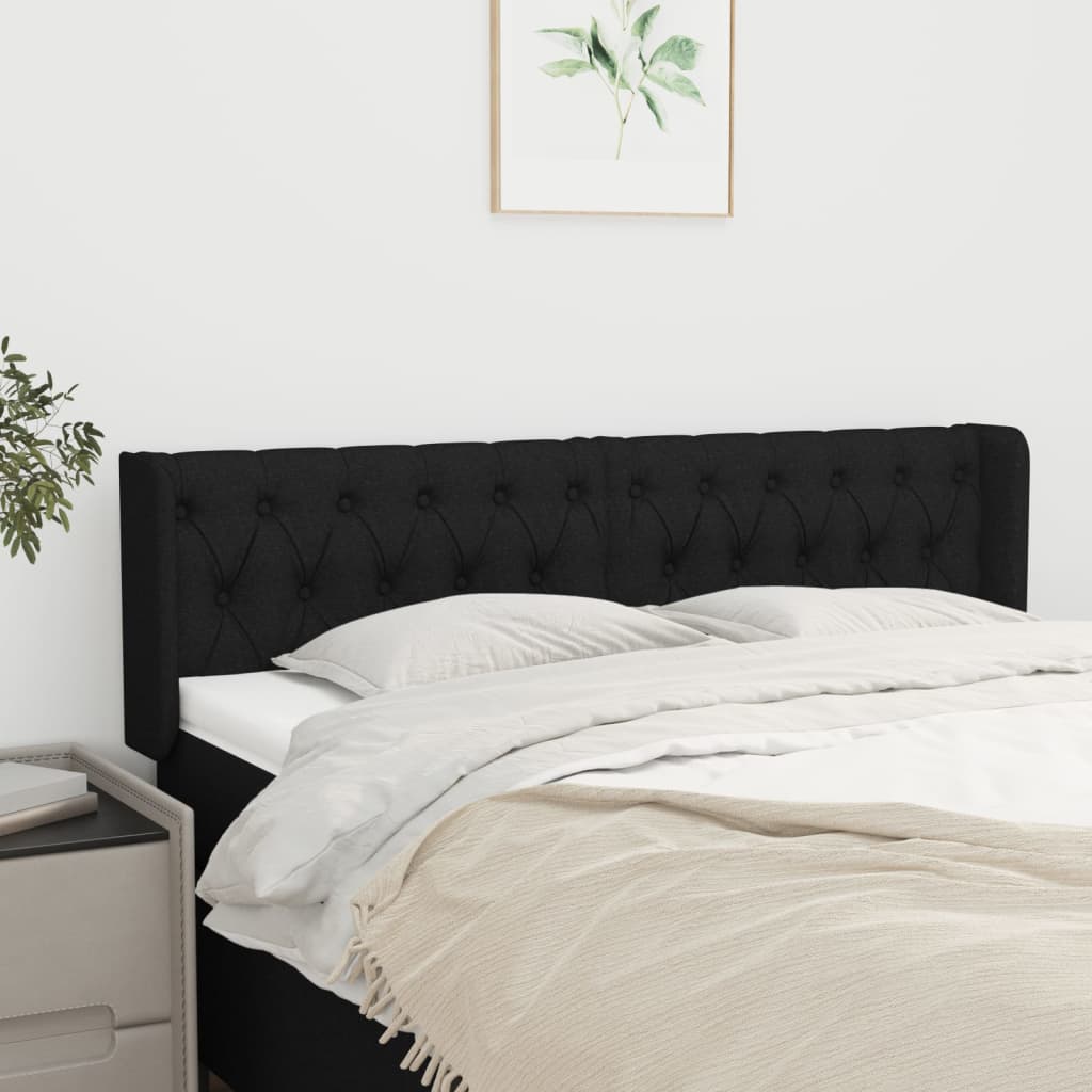 Testiera ad Orecchio Nera 163x16x78/88 cm in Tessuto | homemem39