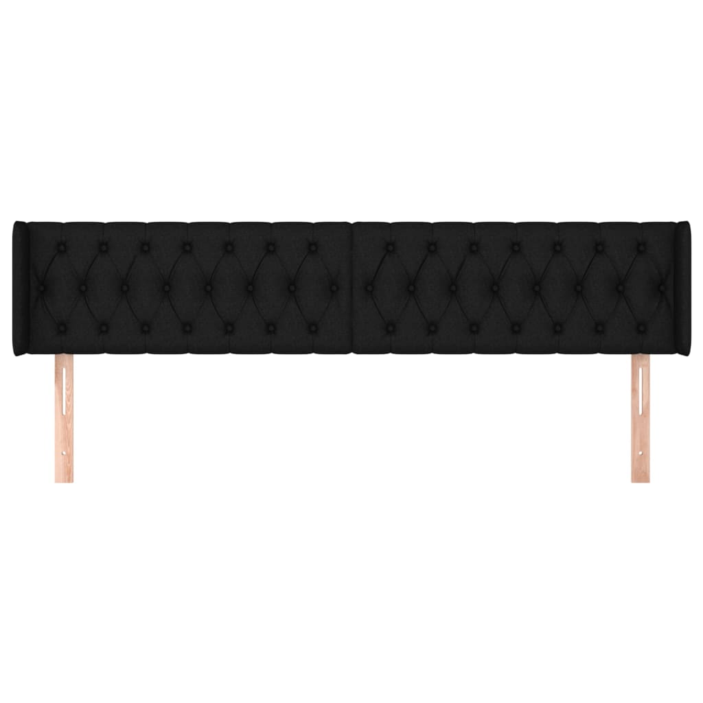 Testiera ad Orecchio Nera 183x16x78/88 cm in Tessuto | homemem39