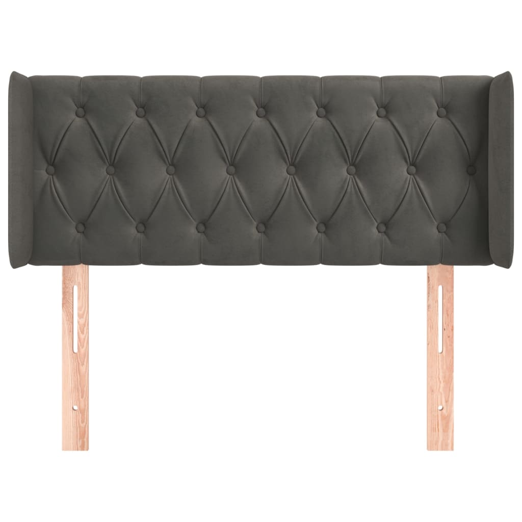 Testiera ad Orecchio Grigio Scuro 93x16x78/88 cm in Velluto