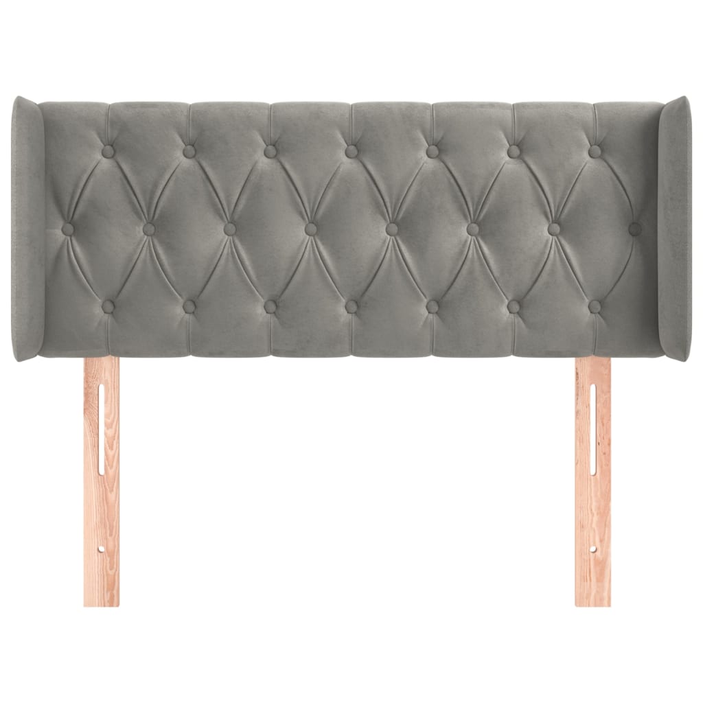 Testiera ad Orecchio Grigio Chiaro 103x16x78/88 cm in Velluto