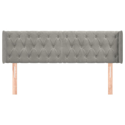 Testiera ad Orecchio Grigio Chiaro 147x16x78/88 cm in Velluto