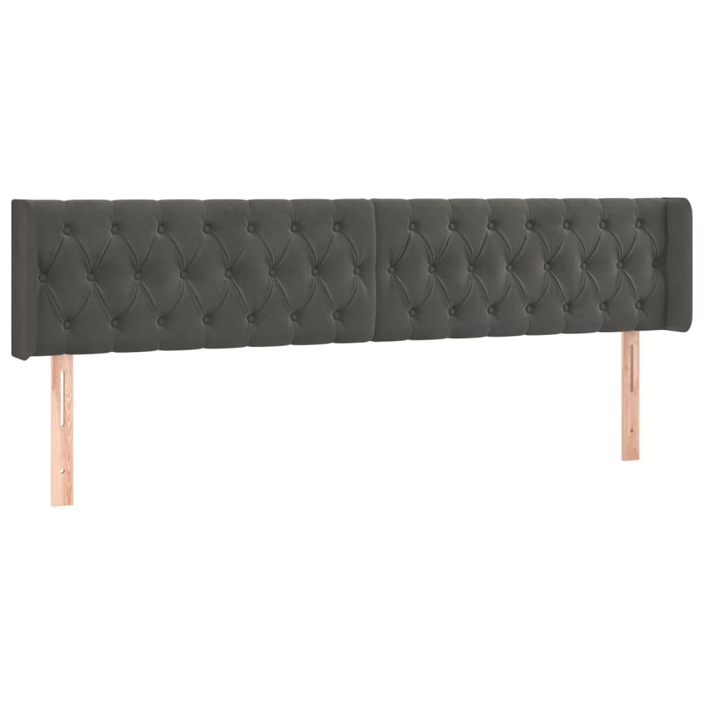 Testiera ad Orecchio Grigio Scuro 183x16x78/88 cm in Velluto