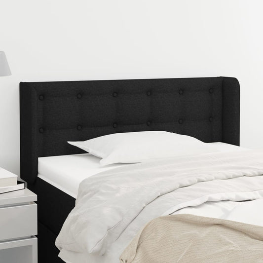 Testiera ad Orecchio Nera 93x16x78/88 cm in Tessuto | homemem39