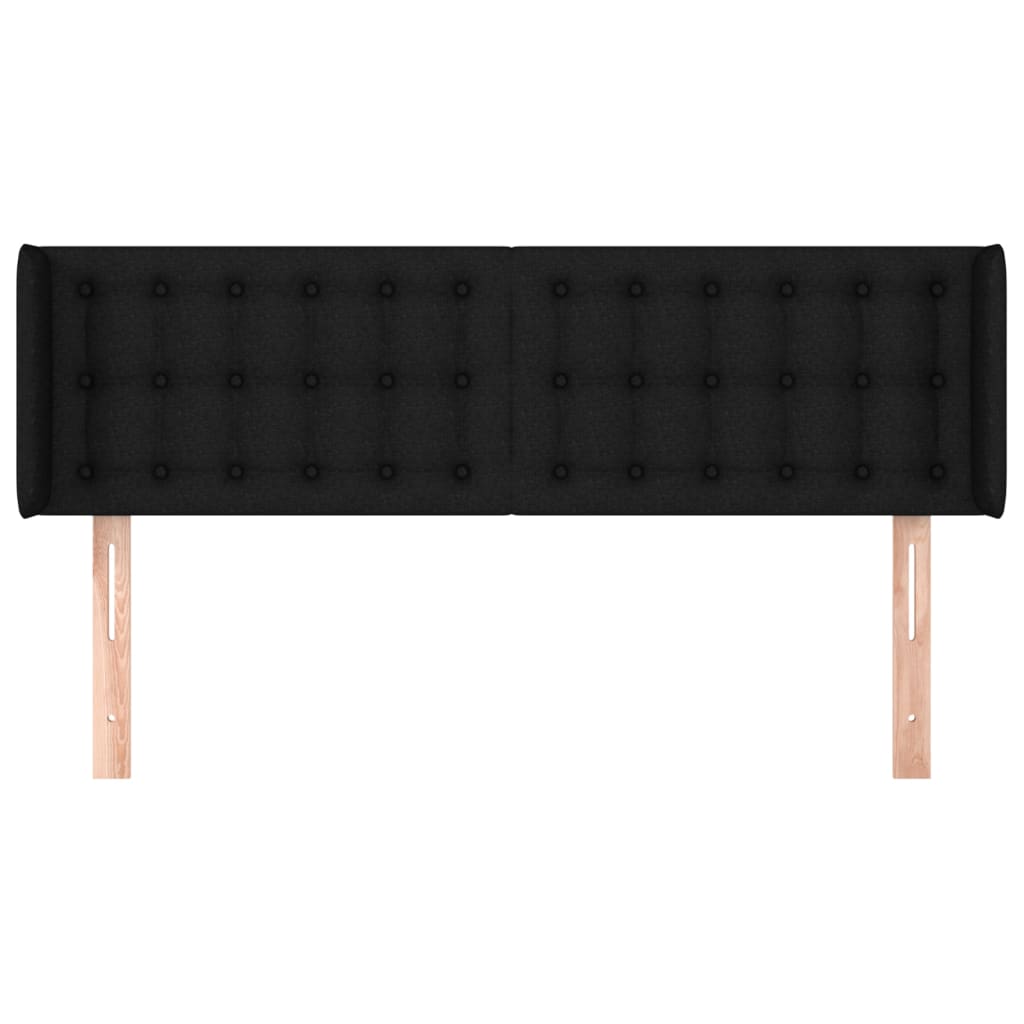 Testiera ad Orecchio Nera 147x16x78/88 cm in Tessuto | homemem39