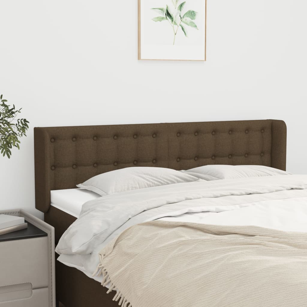 Testiera ad Orecchio Marrone Scuro 147x16x78/88 cm in Tessuto | homemem39