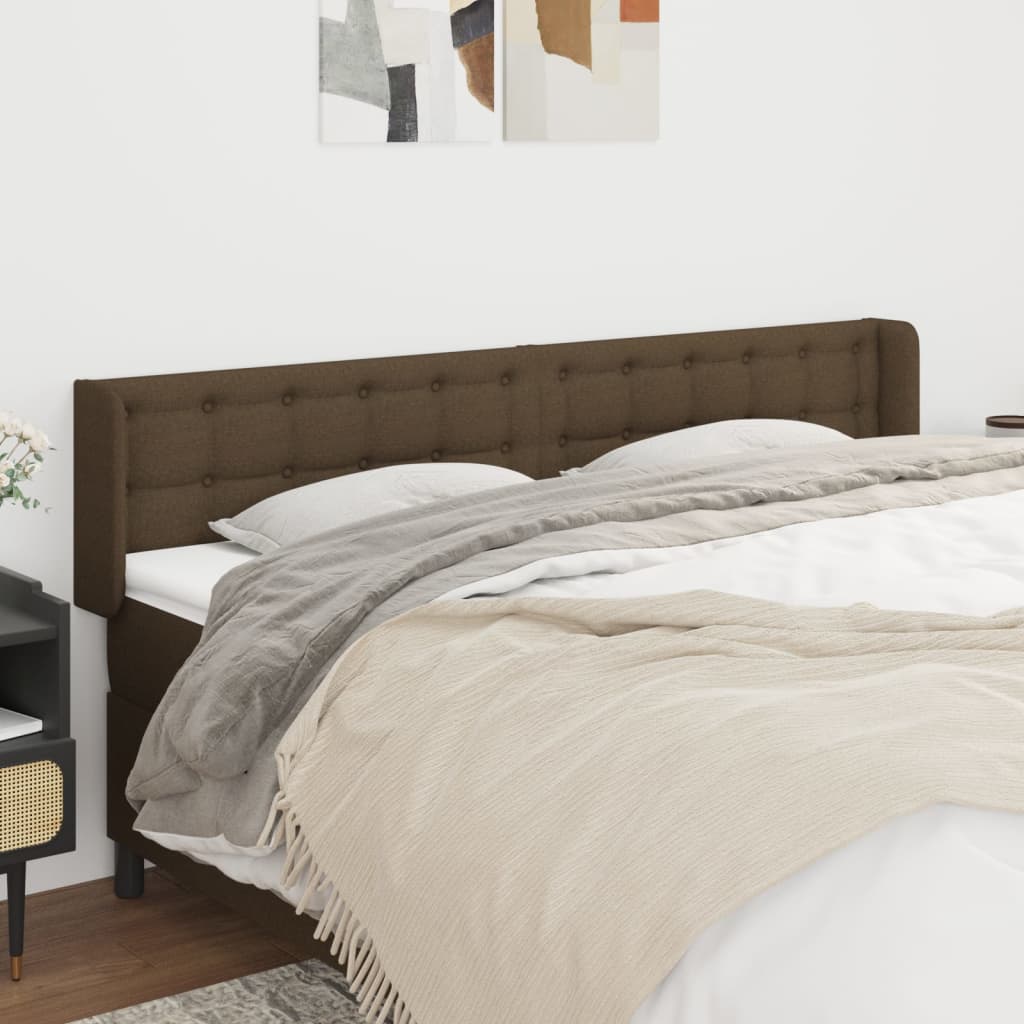 Testiera ad Orecchio Marrone Scuro 163x16x78/88 cm in Tessuto | homemem39