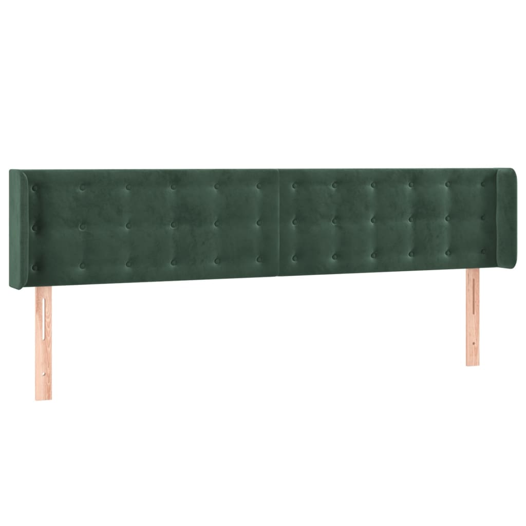 Dark Green Ear Headboard 203x16x78/88 cm in Velvet