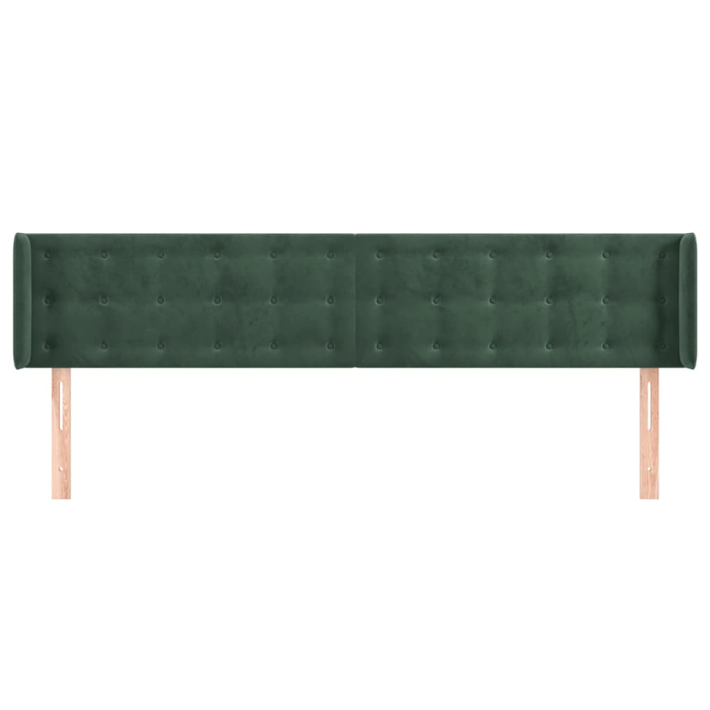 Dark Green Ear Headboard 203x16x78/88 cm in Velvet