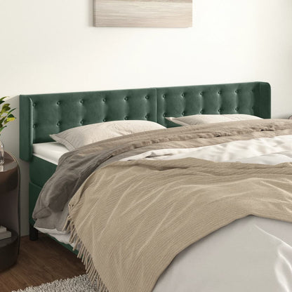 Dark Green Ear Headboard 203x16x78/88 cm in Velvet