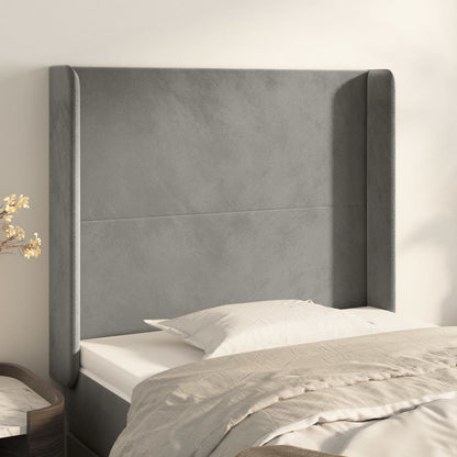 Testiera ad Orecchio Grigio Chiaro 83x16x118/128 cm in Velluto