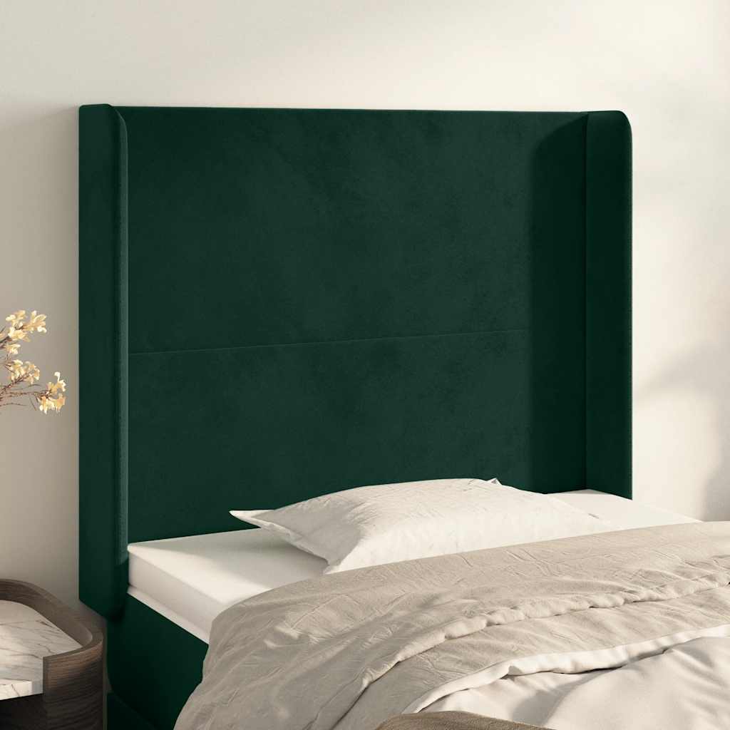 Testiera ad Orecchio Verde Scuro 83x16x118/128 cm in Velluto | homemem39