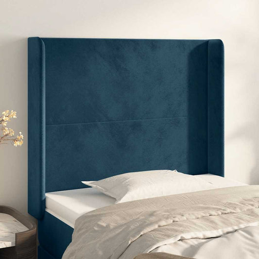 Testiera ad Orecchio Blu Scuro 83x16x118/128 cm in Velluto | homemem39