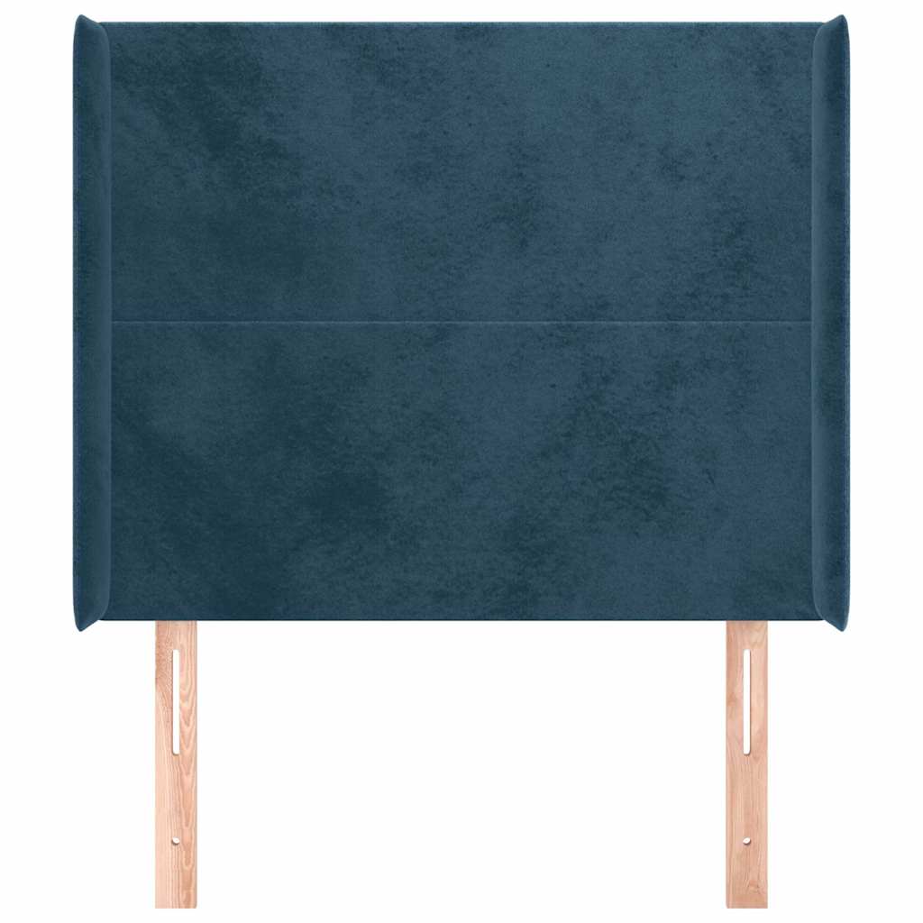 Testiera ad Orecchio Blu Scuro 93x16x118/128 cm in Velluto