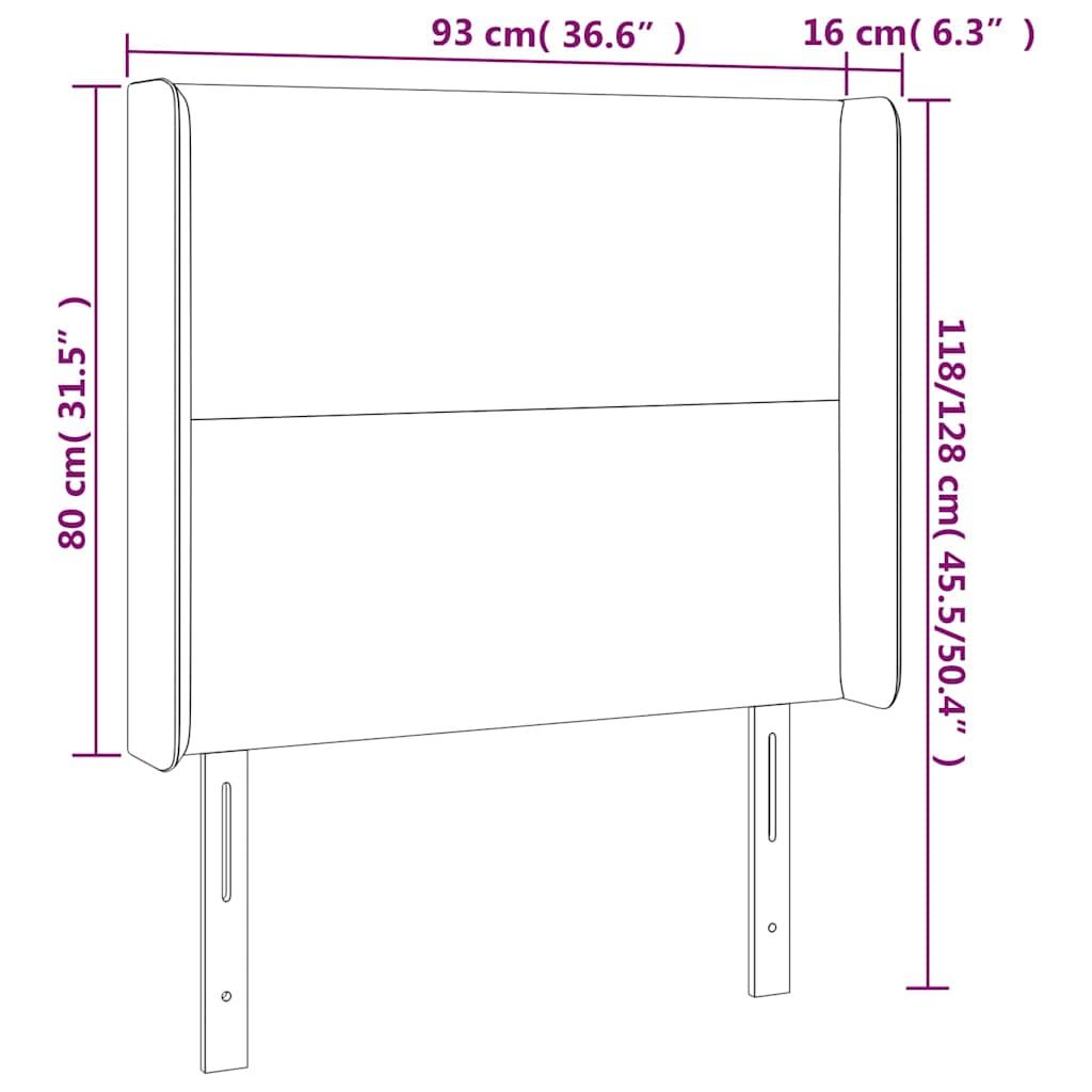 Testiera ad Orecchio Blu Scuro 93x16x118/128 cm in Velluto