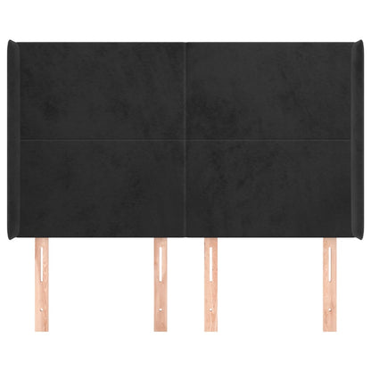 Testiera ad Orecchio Nera 147x16x118/128 cm in Velluto