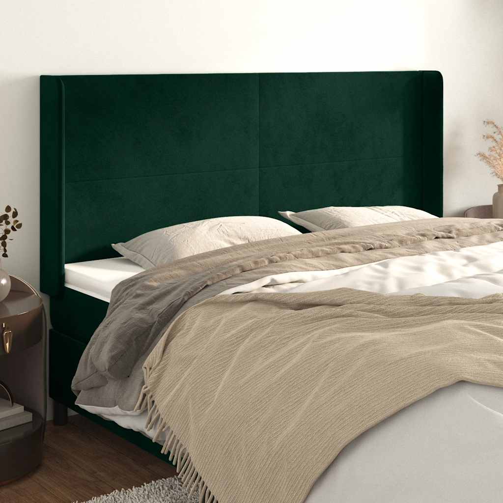 Testiera ad Orecchio Verde Scuro 163x16x118/128 cm in Velluto | homemem39