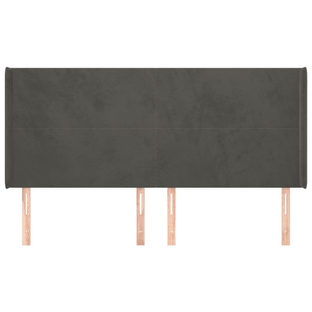 Testiera ad Orecchio GrigioScuro 183x16x118/128 cm in Velluto