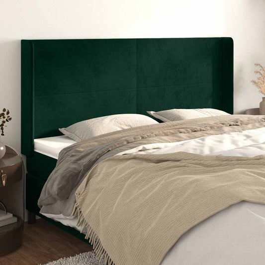 Testiera ad Orecchio Verde Scuro 183x16x118/128 cm in Velluto | homemem39