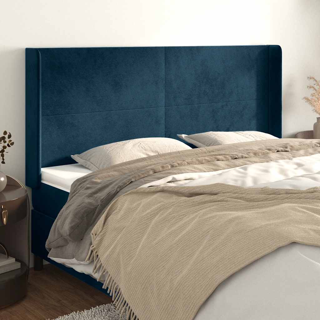 Testiera ad Orecchio Blu Scuro 203x23x118/128 cm in Velluto | homemem39