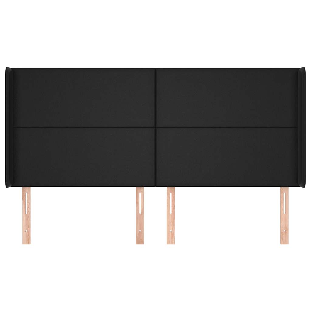 Testiera ad Orecchio Nera 163x16x118/128 cm in Similpelle