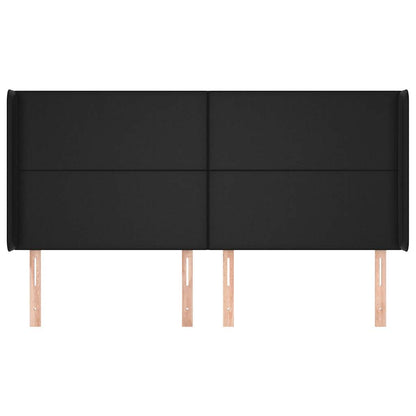 Testiera ad Orecchio Nera 163x16x118/128 cm in Similpelle