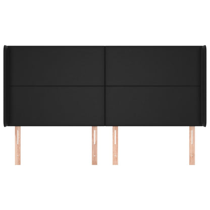 Testiera ad Orecchio Nera 183x16x118/128 cm in Similpelle