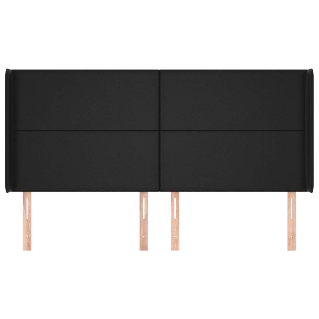 Testiera ad Orecchio Nera 203x16x118/128 cm in Similpelle