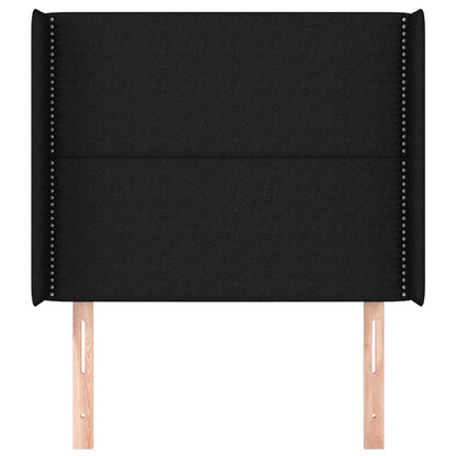 Testiera ad Orecchio Nera 103x16x118/128 cm in Tessuto