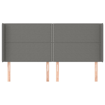 Testiera ad Orecchio GrigioScuro 203x16x118/128cm in Tessuto