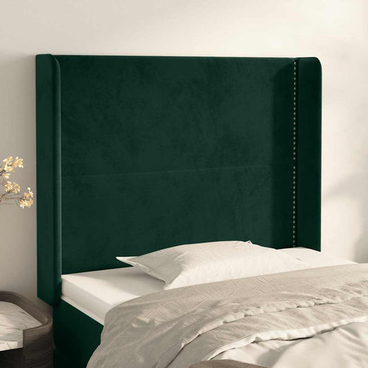 Testiera ad Orecchio Verde Scuro 93x16x118/128 cm in Velluto | homemem39