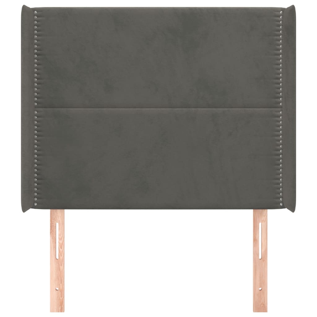 Testiera ad Orecchio GrigioScuro 103x16x118/128cm in Velluto