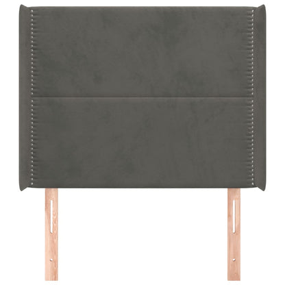 Testiera ad Orecchio GrigioScuro 103x16x118/128cm in Velluto