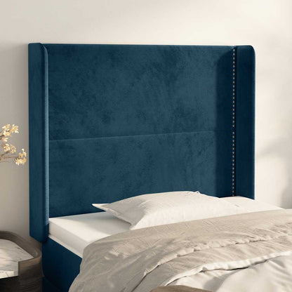 Testiera ad Orecchio Blu Scuro 103x16x118/128 cm in Velluto | homemem39