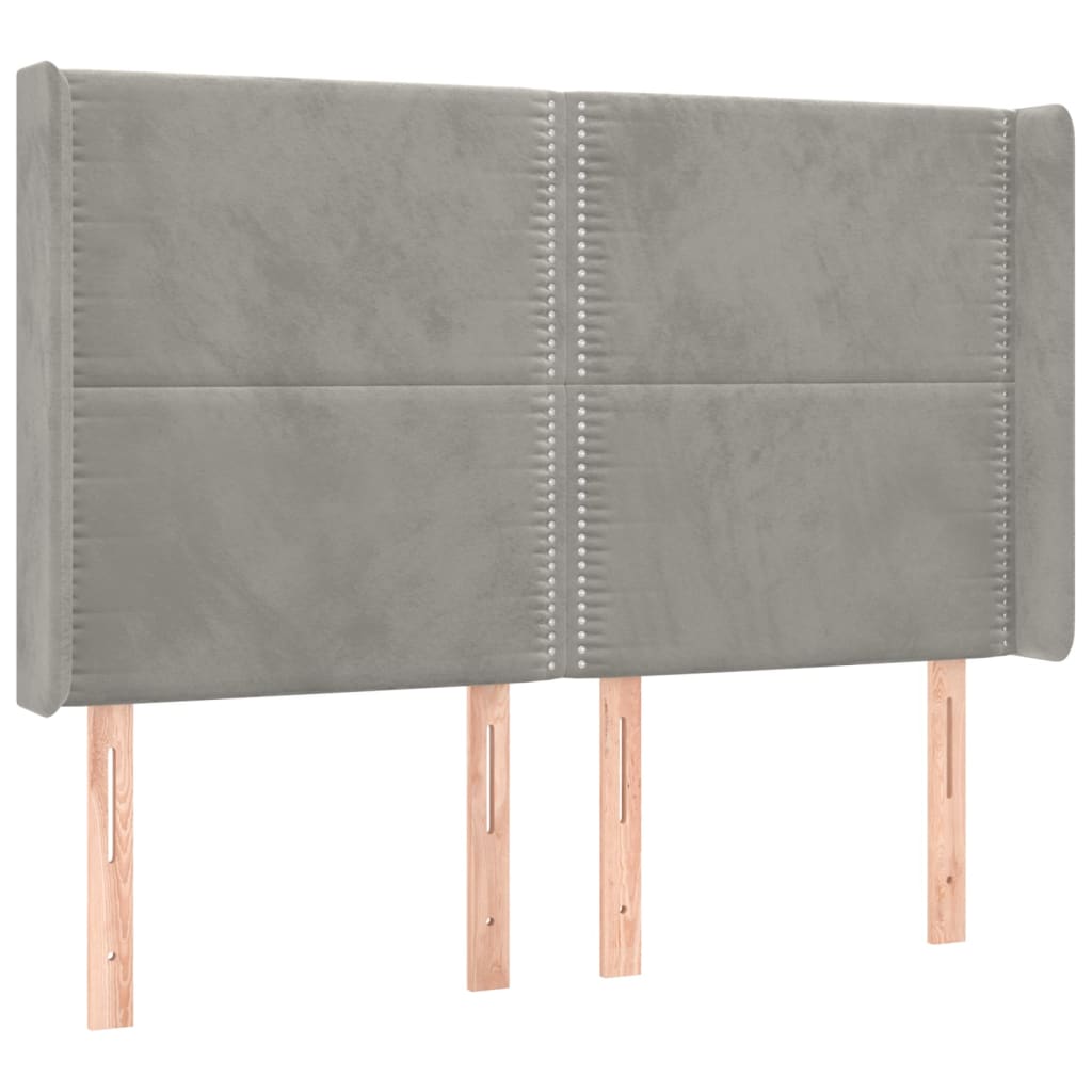 Testiera ad Orecchio Grigio Chiaro 147x16x118/128 cm in Velluto