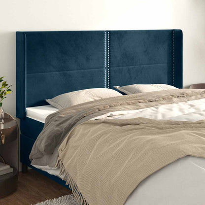 Testiera ad Orecchio Blu Scuro 163x16x118/128 cm in Velluto | homemem39