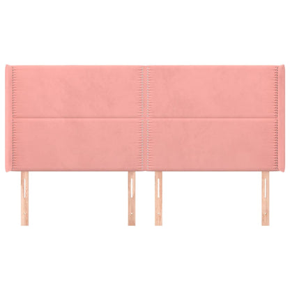 Testiera ad Orecchio Rosa 163x16x118/128 cm in Velluto