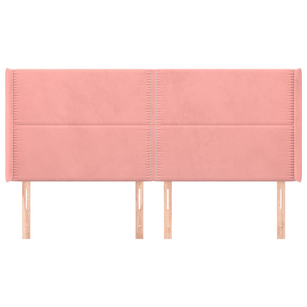 Testiera ad Orecchio Rosa 183x16x118/128 cm in Velluto